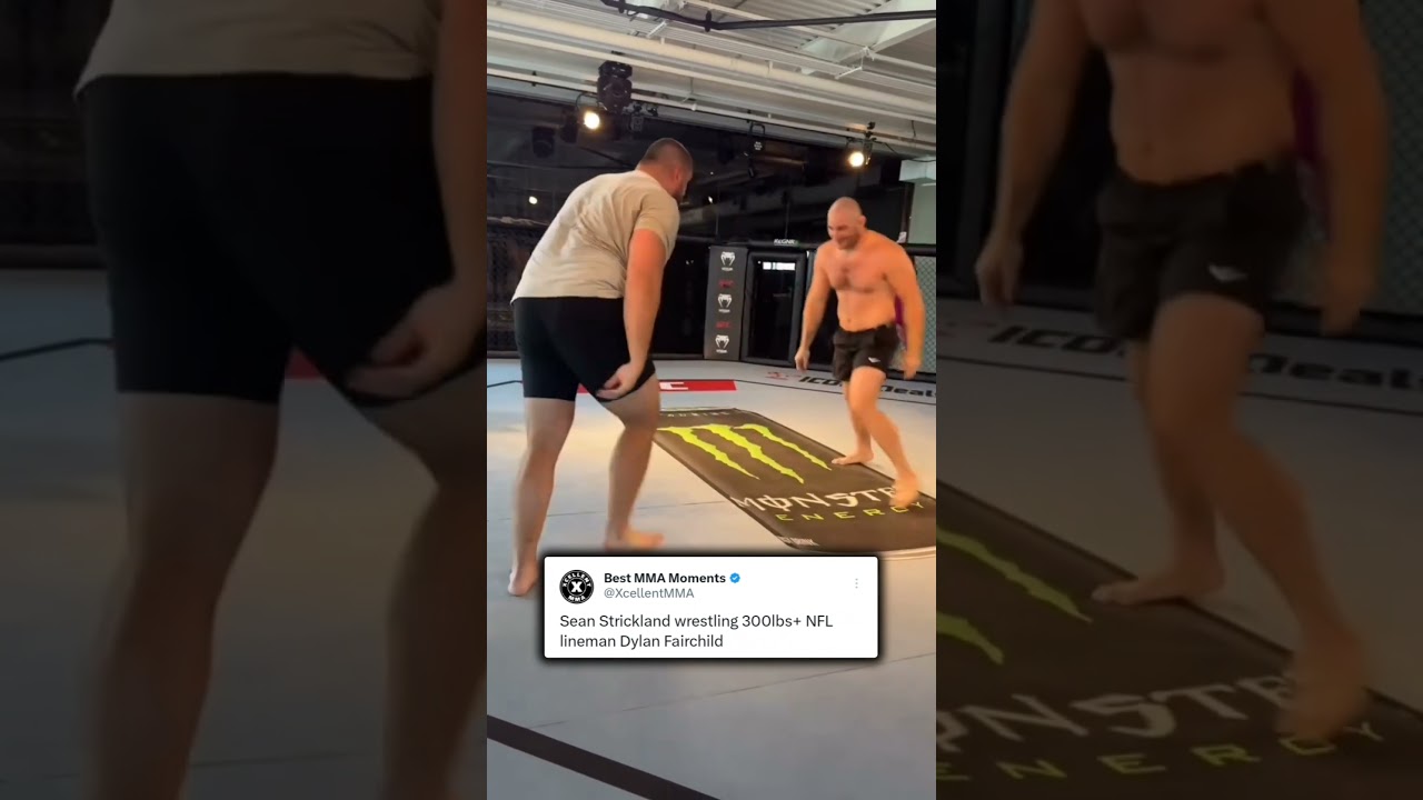 Sean Strickland gets outwrestled by 300lbs+ NFL lineman Dylan Fairchild