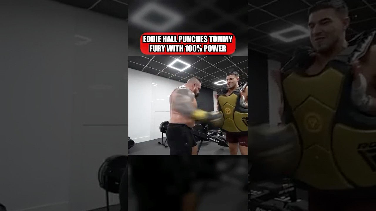 Eddie Hall punches Tommy Fury with full power! #boxing